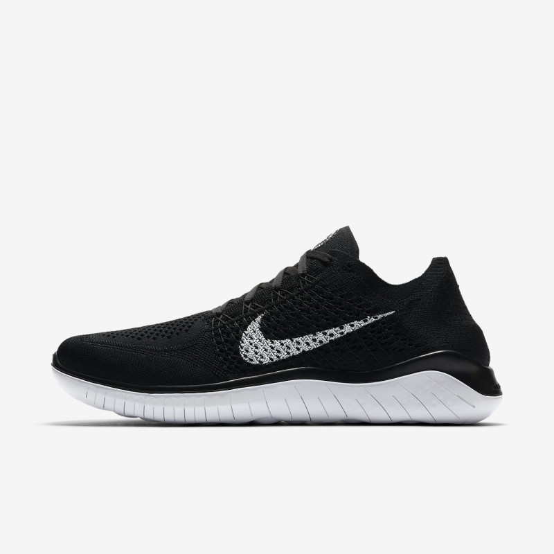 nike free rn flyknit black and white